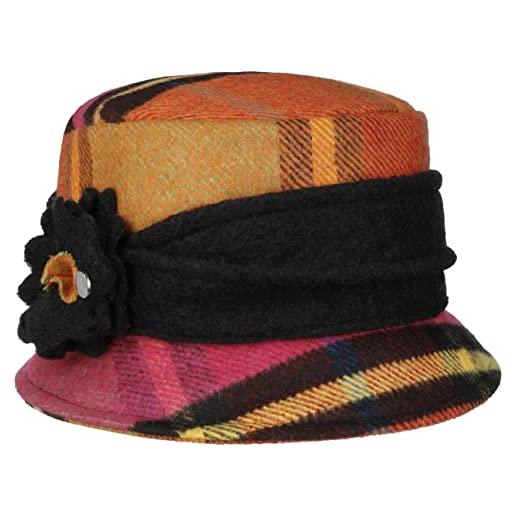 LIERYS cappello cloche almira wool check donna - made in italy a quadri lana feltro di con fodera autunno/inverno - taglia unica pink