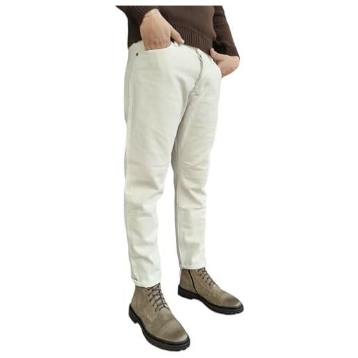 Gianni Lupo pantalone uomo modello cropped in caldo cotone colore panna taglia 44