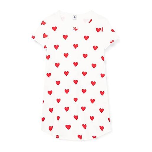 Petit Bateau 59396, camicia da notte a maniche corte bambine e ragazze, bianco marshmallow/rosso terkuit, 10 anni