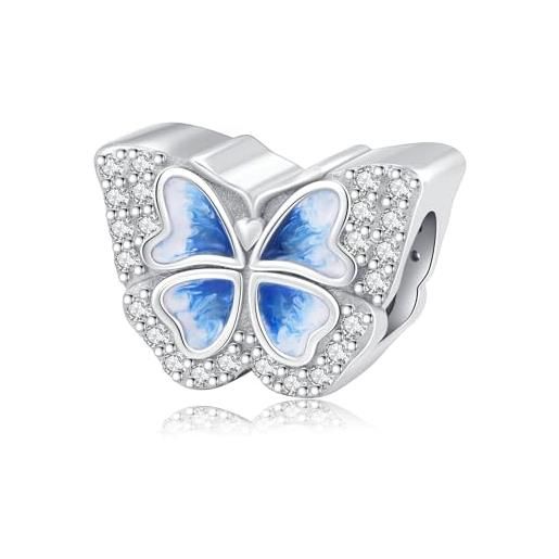 Odinstone ciondolo bead charm argento sterling 925, charm per pandora compatibile con pandora bracciale gioielli regalo per donna (farfalla)