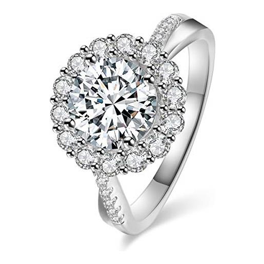 JIANGYUE anelli di fidanzamento classici da 3 carati, con zirconi cubici aaa da donna, placcati in oro bianco, grandi pietre principali, misura 5, 9, 30, zirconia cubica, 
