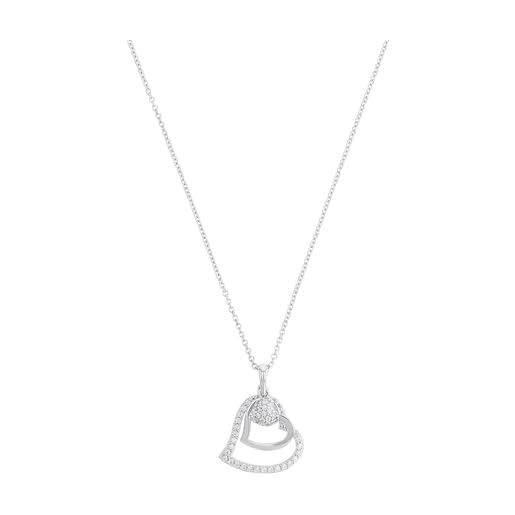s.Oliver collana con ciondolo collana da donna in argento 925, con zirconia cubica sintetica, 42+3 cm, argento, cuore, viene fornita in una confezione regalo per gioielli, 9082575