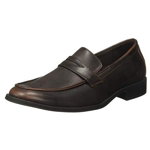 Skechers larken valson men's slip on formal shoes-brown-10.5