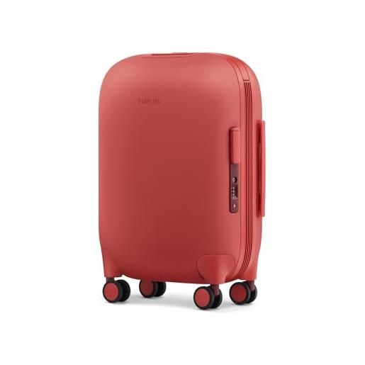TUPLUS valigia in abs a guscio duro per bagagli da stivare in valigia da viaggio con 4 rotelle con blocco tsa, serie time capsule (red, 56.2 x 38.4 x 23 cm)