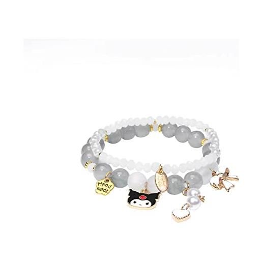 ANZWTLOYY set di braccialetti kawaii con perline di cristallo braccialetti di perle carini cartoni animati elastici in rilievo braccialetti per ragazze donne gioielli amicizia, adjustable, vetro, 