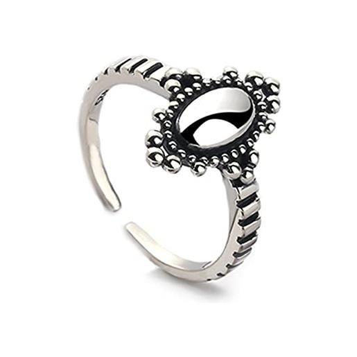 N/B anello aperto in argento sterling 925, stile vintage, ovale, con specchio magico, idea regalo per donne