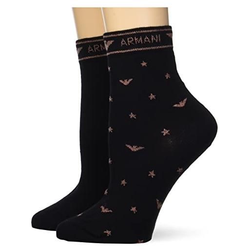 Emporio Armani bi-pack socks woman, black, one size, made in italy