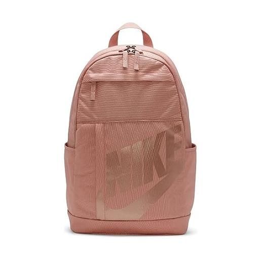 Nike elemental 2.0, taglia unica, oro rosa/oro rosa/rosso bronzo, 21 l, rucksack