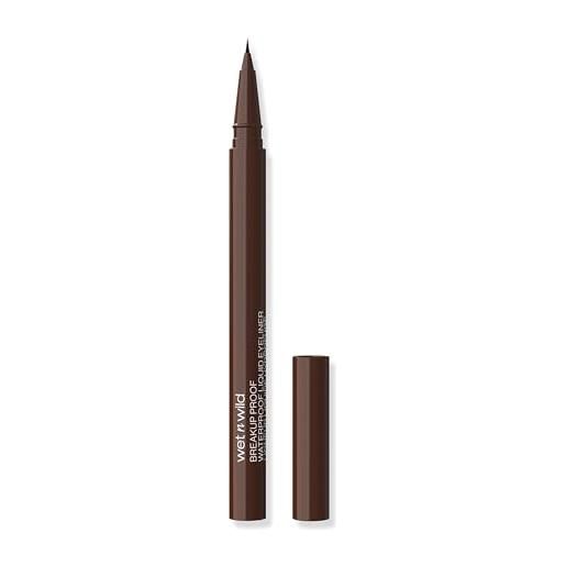 Wet n Wild mega last breakup proof eyeliner liquido, eyeliner marrone waterproof, asciugatura rapida, eyeliner penna resistente alle sbavature, dura fino a 16 hr, brown