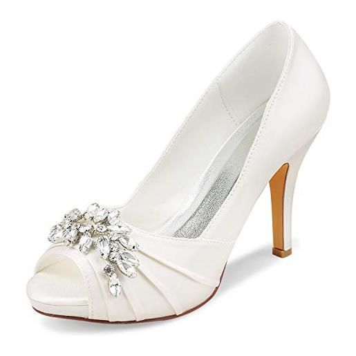 Emily Bridal scarpe da sposa scarpe da donna con tacco alto e perle tacco alto scarpe da sposa della madre della sposa (eu36, avorio)