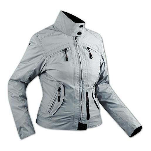 A-Pro giacca da donna in tessuto impermeabile, con rivestimento termico, per moto, scooter, grigio, m