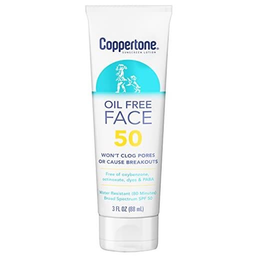 Coppertone defend & care olio free crema solare viso lozione ampio spettro spf 50 (3-fluid once)