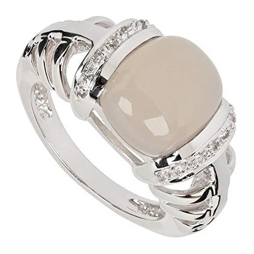 Yvesse anello da donna in argento sterling 925/000 rodiato, con topazio bianco e argento, 57 (18.1), colore: grigio. , cod. Yv2019002