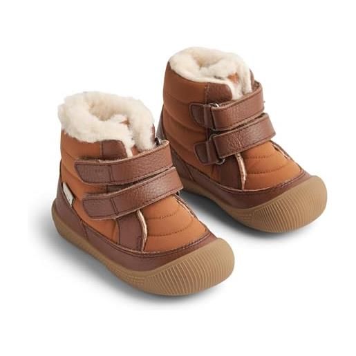 Wheat daxi-scarpine primi passi per bambini, in lana tex, unisex, pelle, 50% tessuto traspirante, impermeabile, scarpe per chi inizia a camminare, 3053 marrone scuro, 27 eu