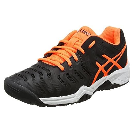 Asics gel-resolution 7 gs, scarpe da tennis unisex, bambini, nero (black/rose shocking orange/white), 33.5 eu