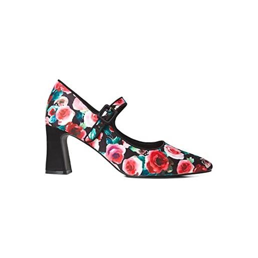 Joe Browns scarpe da corte con tacco a punta con stampa floreale in raso opaco, décolleté donna, multicolore, nero, 35.5 eu