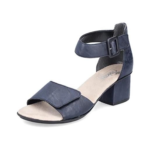 Rieker donna sandali 64651, signora sandali, scarpa estiva, sandalo estivo, comodo, piatto, blu (blau / 14), 38 eu / 5 uk
