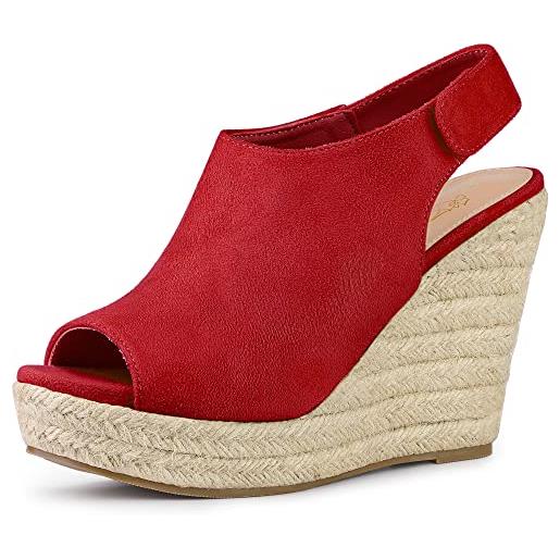Perphy sandali da donna con zeppe espadrillas con plateau, rosso, 39 eu