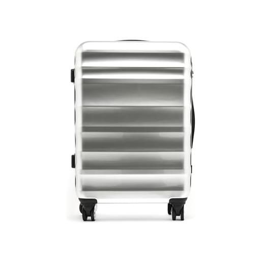 MISAKO valigia in tessuto mediana da viaggio london argento unisex - valigia elegante morbida semirigida - 69 x 48 x 24 cm