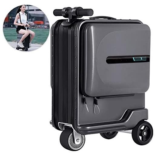 EROFEL valigia da viaggio elettrica da 20 pollici, mini valigia/bagaglio da viaggio motorizzato intelligente per adulti/adolescenti, capacità 26 litri, sensore led intelligente, porta di ricarica usb black