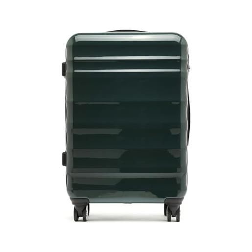 MISAKO valigia in tessuto grande da viaggio london verde unisex - valigia elegante morbida semirigida - 78 x 54 x 28 cm