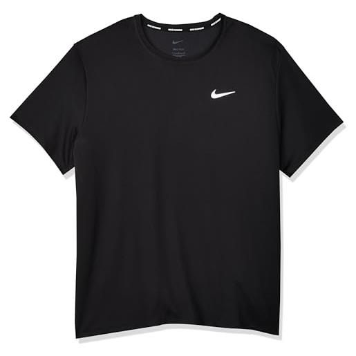 Nike miler t-shirt, nero/argento lucido, m uomo