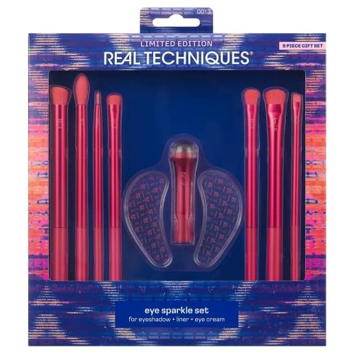 Real techniques set di pennelli per trucco e cura della pelle, in edizione limitata, per ridurre il gonfiore e le occhiaie, 9 pezzi