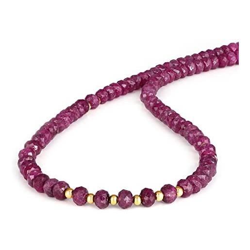 GEMSTONE COUTURE collana con perle di rubino naturale, gioielli in pietra semipreziosa fatti a mano in argento sterling 925 per donna - 50 cm
