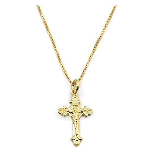 Damiano Argenti collana con crocifisso in argento sterling 925 placcato oro oro