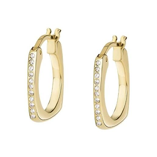 Breil, orecchini donna collezione tetra tj3158, orecchini in acciaio lucido e cristallo, colore oro