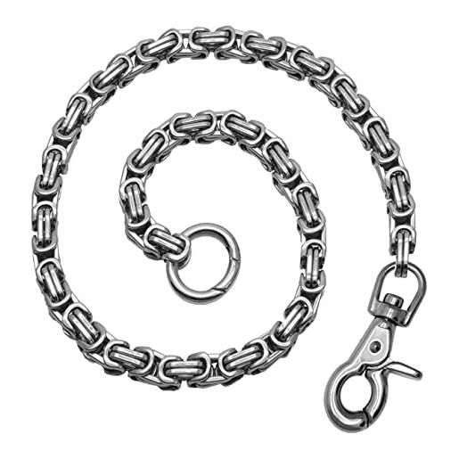 SoulCats® portachiavi/catena portachiavi in acciaio inox con chiusura a moschettone, colore: argento, lunghezza: 65 cm