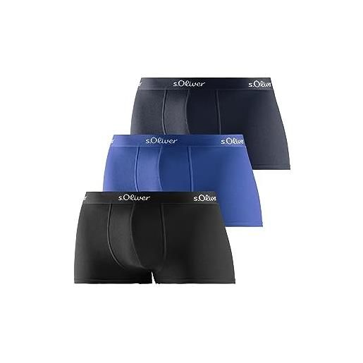 s.Oliver red label bodywear lm s. Oliver hipster basic 3x boxer a pantaloncino, blu assortiti, xl (pacco da 3) uomo
