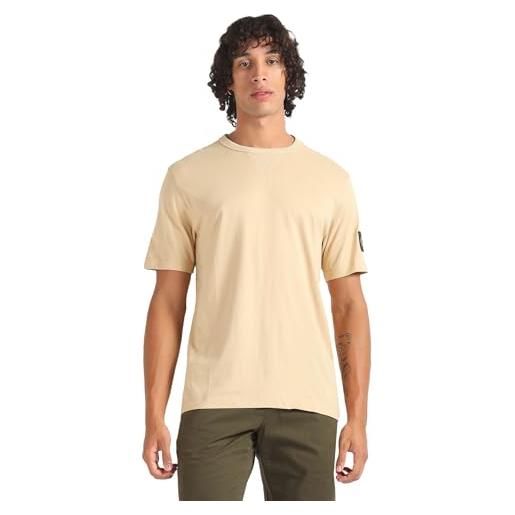 Calvin Klein Jeans badge regular tee j30j323484 top in maglia a maniche corte, beige (warm sand), l uomo