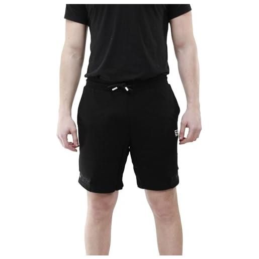 EA7 shorts da uomo neri con dettagli logo tape