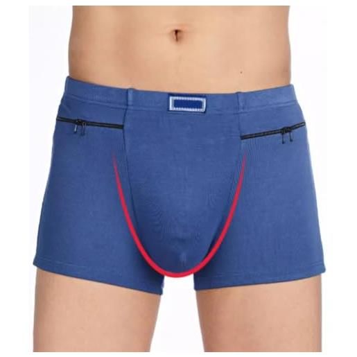MECKOZ 3 confezioni intimo tascabile per uomo, confezione trans con tasca segreta con cerniera nascosta boxer da viaggio mutande rave (color: blue, size: xl)