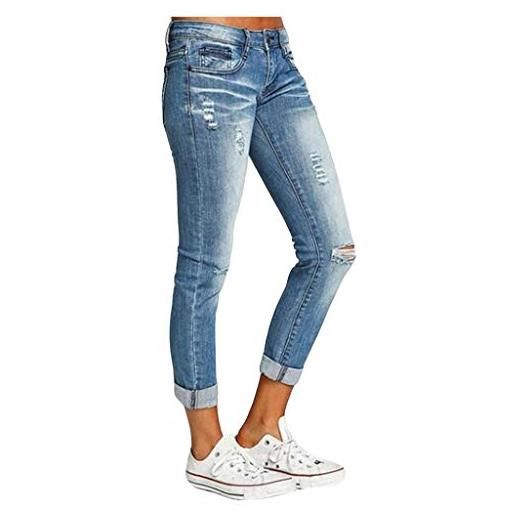 TDEOK boyfriend jeans da ragazza - jeans da donna con fori per attività all'aria aperta, a vita bassa, jeans sexy y2k, pantaloni dritti per il tempo libero, leggings skinny, grandi taglie, azzurro 1, l