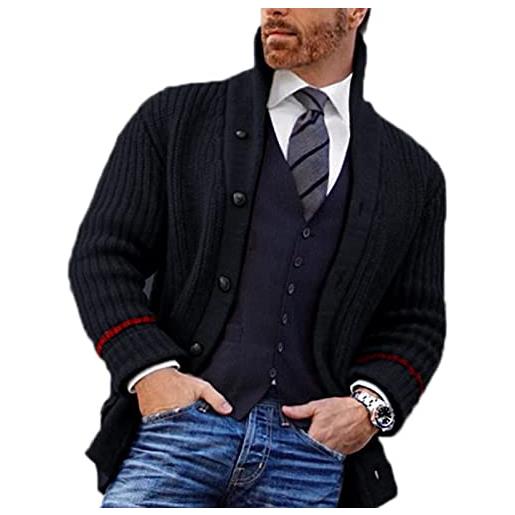 Suncolour cardigan classico da uomo in maglia con bottoni a maglia cardigan lavorato a maglia a maniche lunghe con collo a scialle