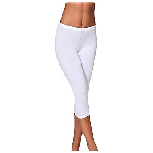 JADEA 2 leggings pantacollant capri donna 4266 morbido cotone elasticizzato, bianco, xs