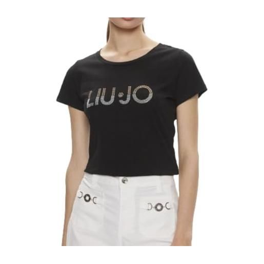 Liu Jo Jeans t shirt donna liu jo con logo strass nero es24lj43 va4216 js923 l