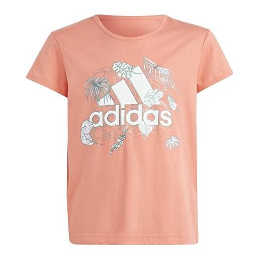 adidas g sum t t-shirt (manica corta), semi coral fusion/semi court green, 140 bambine e ragazze