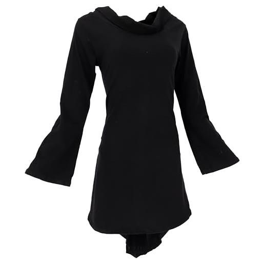 GURU SHOP psytrance festival mini abito medievale con lacci - nero, donna, cotone, nero , 46