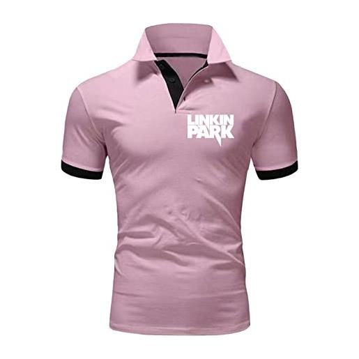 KHUYTRP polo da golf da uomo a maniche corte per linkin park t-shirt con stampa colore di collisione t-shirt a tinta unita magliette intime per adolescenti magliette da tennis unisex-c||s