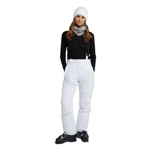 Mountain Warehouse moon, pantaloni da sci a gamba dritta, da donna - pantaloni idrorepellenti in tessuto antistrappo, con bretelle staccabili e zip alla caviglia bianco 46