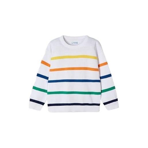 Mayoral maglione in cotone primaverile bambino 5 anni - 110 cm color bianco a righe multicolore