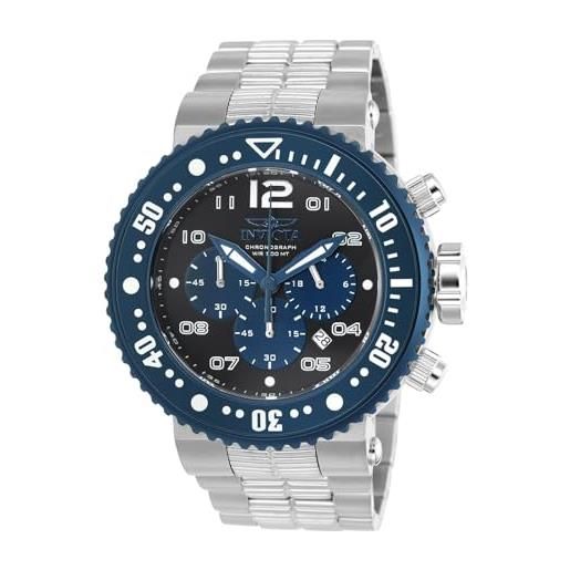 Invicta pro diver - orologio da uomo in acciaio inossidabile con movimento al quarzo - 52 mm, argento/blu