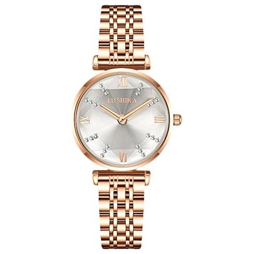 RORIOS donna orologio analogico al quarzo orologio con oro rosa cinturino in acciaio inossidabile orologio da polso moda diamanti orologio per donna