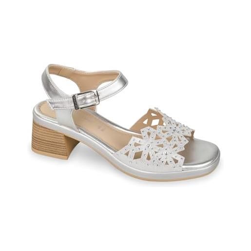 Valleverde sandalo donna 40100 in pelle silver modello casual. Una calzatura comoda adatta per tutte le occasioni. Primavera estate. Eu 40