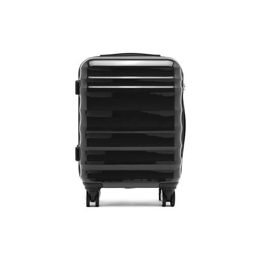 MISAKO valigia in tessuto pequeña da viaggio london nero unisex - valigia elegante morbida semirigida - 54 x 34 x 20 cm