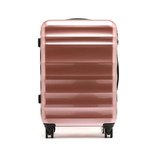 MISAKO valigia in tessuto grande da viaggio london rosa unisex - valigia elegante morbida semirigida - 78 x 54 x 28 cm