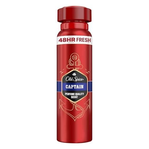 Old Spice captain deodorante spray corpo uomo 150ml 48h freschezza 0% sali di alluminio